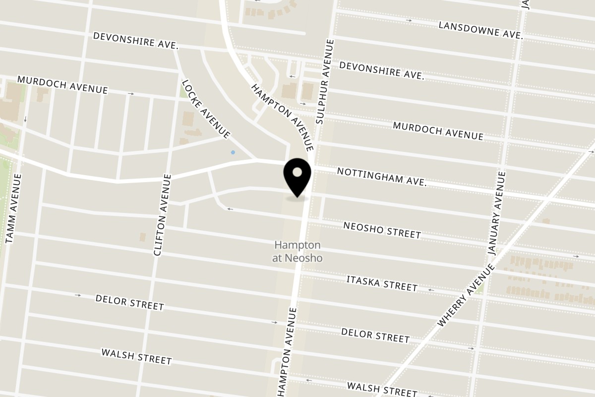 Map showing the location of Namaste Curry Lounge on 4915 Hampton Ave in St. Louis